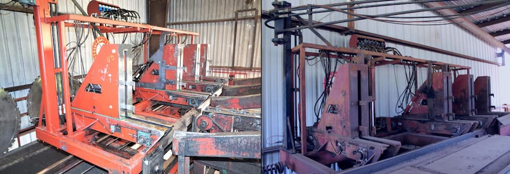 Cleaned sawmill versus dirty sawmill